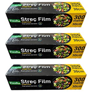 Fresh-up Şeffaf Mutfak Rulo Streç Film Folyo - 30 Cm. X 300 Metre - Gıdaya Uygun - 3 Paket