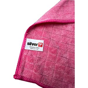 Silver Home Kareli Mikrofiber Temizlik Toz Cam Bezi -55 Gr. -300 Kalite -40x40 Cm. -20 Adetlik Paket