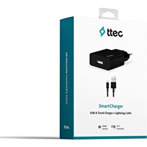 Smartcharger Seyahat Şarj Aleti 2.1a + Lightning Kablo Siyah - 2scs20ls