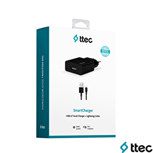 Ttec Smartcharger Seyahat Şarj Aleti 2.1a + Lightning Kablo Siyah - 2scs20ls