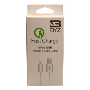 Byz Fast Charge Micro Usb Data Ve Şarj Kablosu - Beyaz