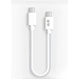 Pdateknoloji Type-c To Type-c Pd 18w Kısa Hızlı Powerbank Şarj Ve Data Kablosu - Beyaz 20cm C-453
