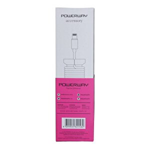 Powerway Apple Lightning Hızlı Şarj Kablosu Örgülü 1.1m - Cx10 Pembe