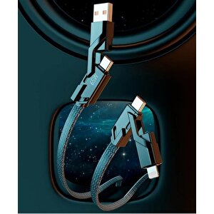 Pdateknoloji 2 In 2 4'lü 65w Usb Type-c Ve Lightning Örgülü Şarj Ve Data Kablosu - 1.5m Siyah Az-b10th