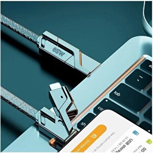 Pdateknoloji 2 In 2 4'lü 65w Usb Type-c Ve Lightning Örgülü Şarj Ve Data Kablosu - 1.5m Siyah Az-b10th