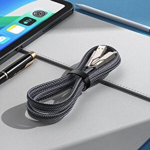 Pdateknoloji 2 In 2 4'lü 65w Usb Type-c Ve Lightning Örgülü Şarj Ve Data Kablosu - 1.5m Siyah Az-b10th