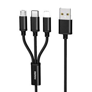 Remax 3 In 1 Micro + Type C + Lightning 1.15m 2.8a Data Ve Şarj Kablosu - Rc-131th