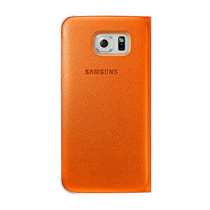 Galaxy S6 Orjinal S-view Cover (deri Görünümlü) - Turuncu Ef-cg920poegww