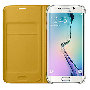 Galaxy S6 Edge Orjinal Flip Wallet (tekstil) - Sarı Ef-wg925byegww