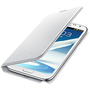 Galaxy Note 2 Kılıf Orjinal Flip Wallet - Beyaz Ef-nn710bwegww