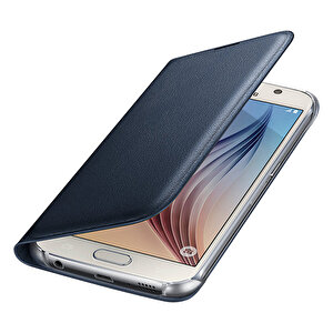 Samsung Galaxy S6 Flip Wallet (deri Görünümlü) Orjinal Siyah Ef-wg920pbegww
