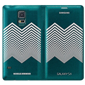 Galaxy S5 Nicholas Kırkwood Flip Wallet Orjinal Kılıf Mavi Beyaz Ef-wg900rkegww