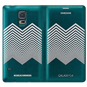 Samsung Galaxy S5 Nicholas Kırkwood Flip Wallet Orjinal Kılıf Mavi Beyaz Ef-wg900rkegww