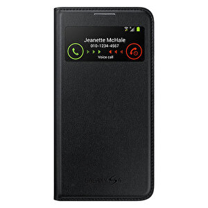 I9500 Galaxy S4 Kılıf Orjinal S-view Cover (deri) - Siyah Ef-mi950b