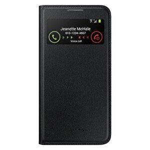 I9500 Galaxy S4 Kılıf Orjinal S-view Cover (deri) - Siyah Ef-mi950b