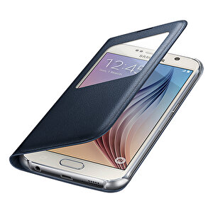 Galaxy S6 Orjinal S-view Cover (deri Görünümlü) - Lacivert Ef-cg920pbegww