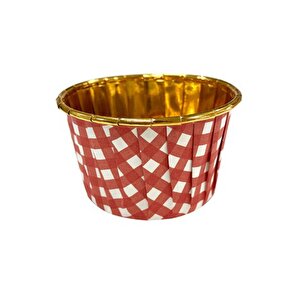Muffin Kağıt Karton Altın Kırmızı Cupcake Kek Kalıbı Kapsülü Kabı - 25 Adetlik 10 Paket