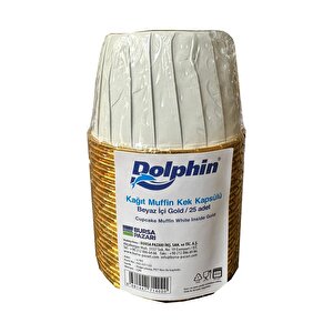 Dolphin Muffin Kağıt Karton Altın Beyaz Cupcake Kek Kalıbı Kapsülü Kabı - 25 Adetlik 3 Paket