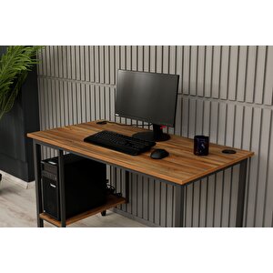 Bilgisayar Masası Sağ Sol Yönlü Pc Kasa Raflı Ceviz