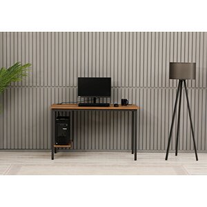 Bilgisayar Masası Sağ Sol Yönlü Pc Kasa Raflı Ceviz