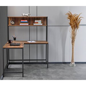 Raflı L Çalışma Masası 140x120x75 Cm Sağ Sol Yönlü Antrasit