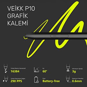 Veikk Vk1600 Grafik Tableti İçin Pilsiz Pasif Kalem (veikk P10)