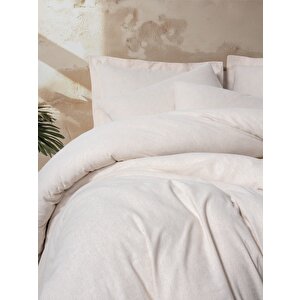 Cotton Keten Çift Kişilik Nevresim Takımı Basic Bej