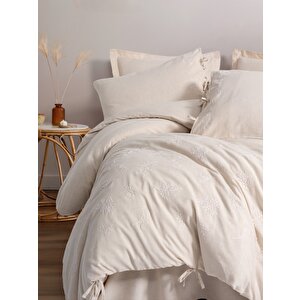 Cotton Keten Çift Kişilik Nevresim Takımı Esmira Bej