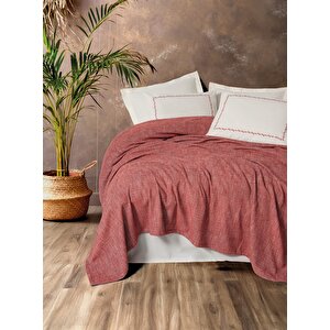Embrova Şönil Çift Kişilik Yatak Örtüsü/pike Takımı Loom Bordo