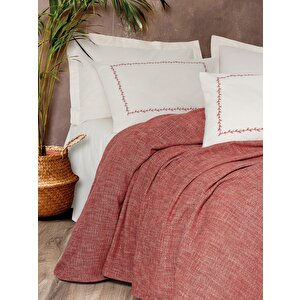 Embrova Şönil Çift Kişilik Yatak Örtüsü/pike Takımı Loom Bordo
