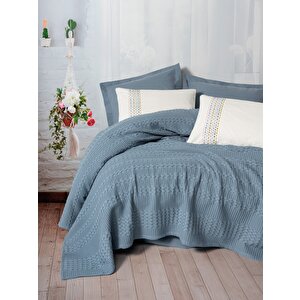 Aura Çift Kişilik Pike Takımı Pebble Indigo