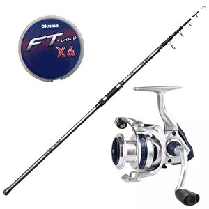 Yek Outdoor Hazır Olta Takımı Okuma Alaris Tele Surf 420 Cm 100-200 Gr Surf Kamışı&okuma Aria-5000a 1bb Olta Makinesi