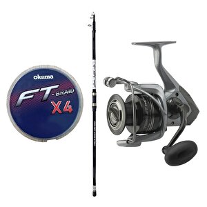 Yekoutdoor Surf Oltası Seti Okuma Aria Tele Surf 3,90 Cm 100-200 Gr Surf Kamışı&okuma Tomcat Tmc-8000 (4.8:1) 6+1bb Olta Makinesi