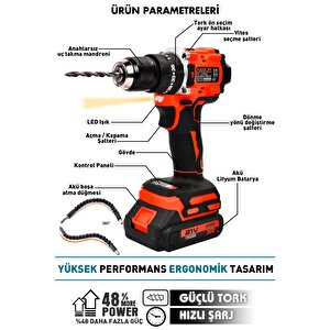21v Çelik Mandren Kömürsüz Motor Darbeli Şarjlı Matkap Vidalama