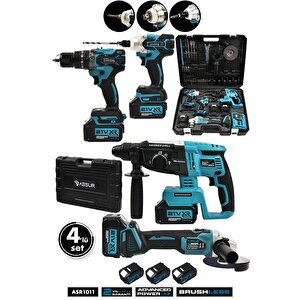 21v Darbeli Kömürsüz Kırıcı Delici Hilti & Taşlama & Matkap & Somun Sıkma Sökme 4'lü Set
