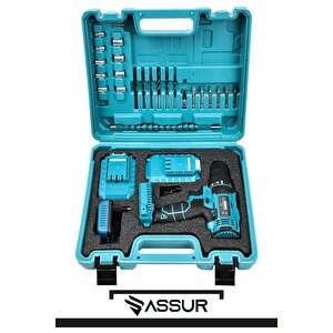 12v Metal Şanzıman Çift Akülü Bakır Sargı 24 Parça Şarjlı Matkap Akülü Vidalama