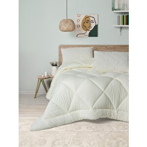 Softwash Çift Kişilik Yorgan Seti Ekru 160x200 Lastikli Çarşaf