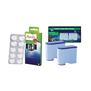 Kahve Makinesi Bakım Seti | 2’li Aquaclean Su Filtresi + 10’lu Yağ Çözücü Tablet (ekonomik Paket!)
