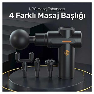 Npo Nmj17 4 Masaj Başlıklı 6 Seviyeli 3800rpm Titreşimli Type-c Şarjlı Taşınabilir Profesyonel Mini Masaj Tabancası