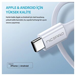 Npo Ctc12 60w 1.2m Tpe Type-c To Type-c Hızlı Şarj Ve Data Kablosu 4 Adet