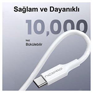 Npo Ctc12 60w 1.2m Tpe Type-c To Type-c Hızlı Şarj Ve Data Kablosu 4 Adet