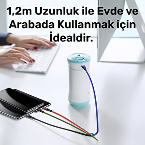 Usams Us-sj317 4in1 2*lightning 1*type-c 1*micro Uçlu 1.2m 2a Örgülü Renkli Şarj Ve Data Kablosu