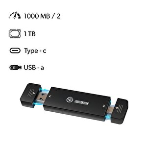 Npo Dk01 Usb-a/type-c 1000/900mb/s 1tb 22x42 M.2 Nvme Taşınabilir Harici Ssd