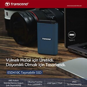 TS1TESD410C 1TB USB/Type-C 20Gbps 2000/2000MB/s Taşınabilir Harici SSD