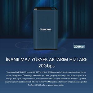 TS1TESD410C 1TB USB/Type-C 20Gbps 2000/2000MB/s Taşınabilir Harici SSD