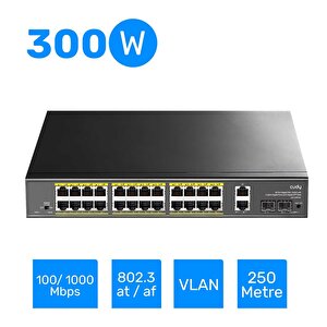 Gs1026ps2 2port Gigabit 24port Gigabit Poe 10/100mbps 300w Metal Kasa Switch