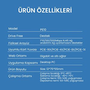 Cudy Pe10 Wol 10/100/1000mbps Gigabit Pci Lan Express Adaptör