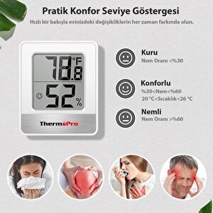 Thermopro Tp49w Mini İç Mekan Dijital Isı Ve Nem Ölçer Termometre 6 Adet