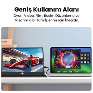 NPO NPM6 15.6" IPS FHD 5ms 60Hz Type-C Telefon ve Oyun Konsolu Uyumlu Metal Kasa Taşınabilir Monitör