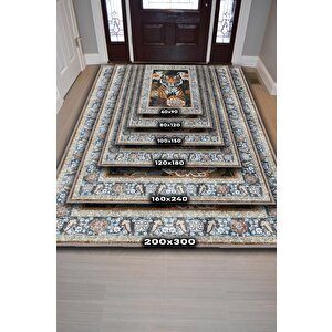 Homshtag Nuh'un Gemisi Koleksiyonu Kaplan, Çiçek Desenli Art Deco Tarzı Vintage Halı,çok Renkli Maksimalist Halı